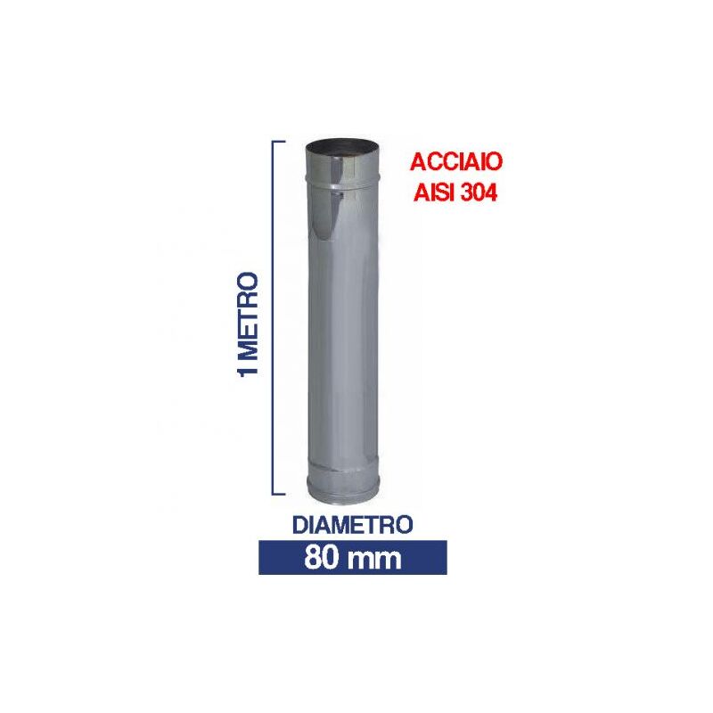 1012982 - TUBO CM 25 ACCIAIO INOX SP 1,2 MM NERO Ø 80 PER STUFA A PELLET  LEGNA TERMOCAMINI - ROCCHEGGIANI