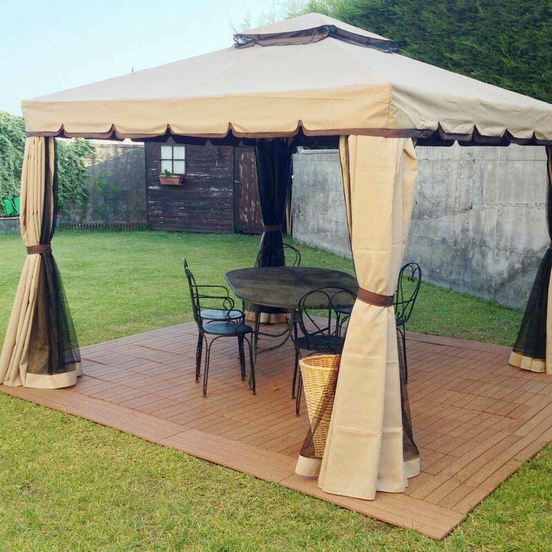 Gazebo Basic 3x3 Moka Arredo Giardino Struttura in Metallo con Copertura  Telo 180 gr/mq Antipioggia