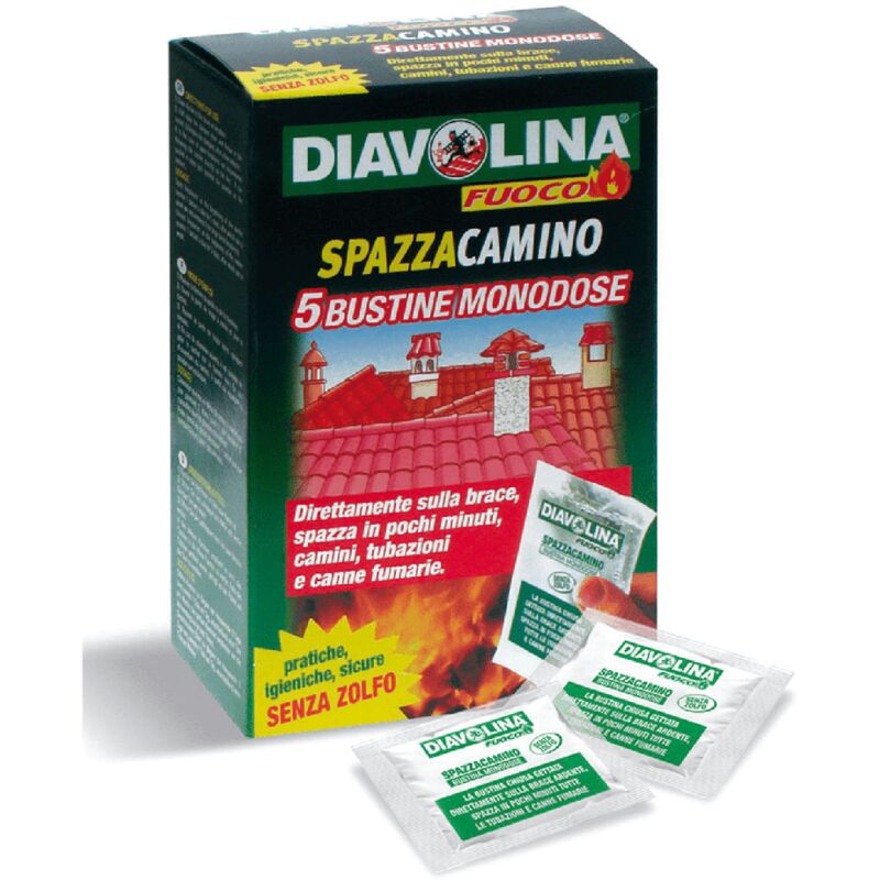 Diavolina Spazzacamino 5 buste Pulisce Camini Tubazioni Canne Fumarie
