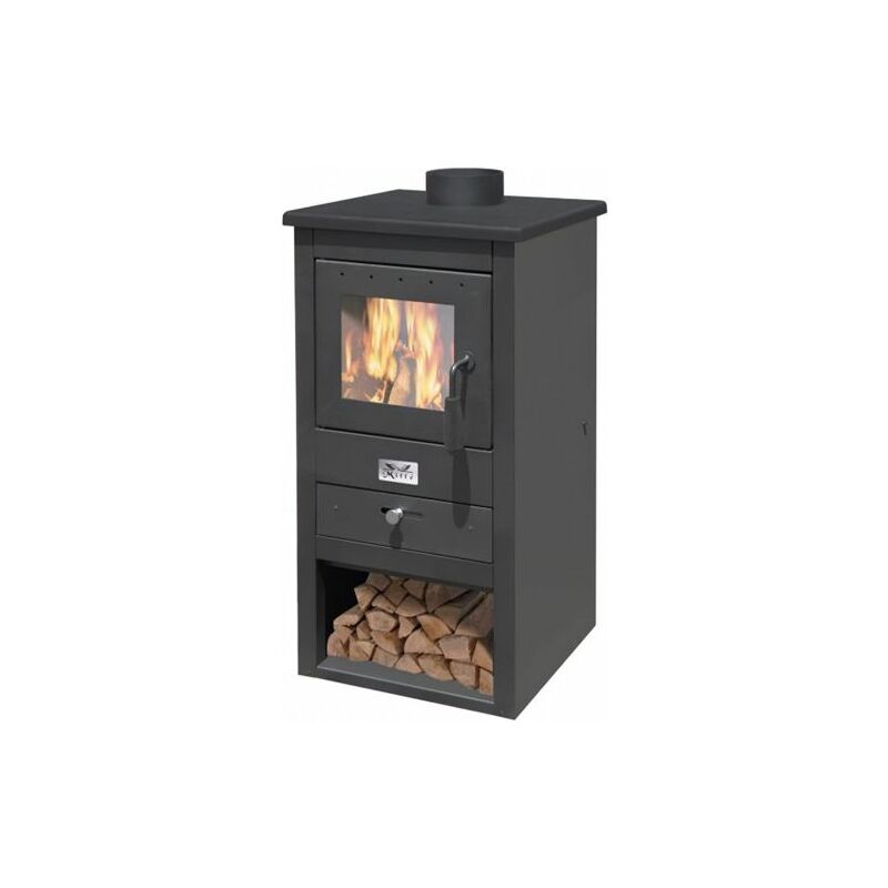 STUFA A LEGNA E CARBONE ACCIAIO ATHENA 10.5 KW NERA (38365)