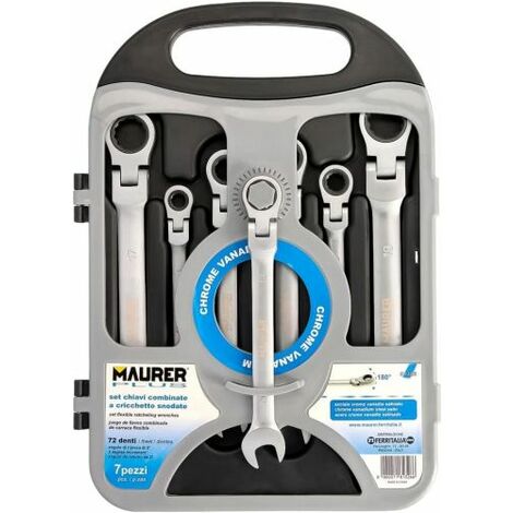 MAURER SERIE CHIAVI COMBINATE SNODATE CON CRICCHETTO SET DA 7 PEZZI (15121) (1/5)