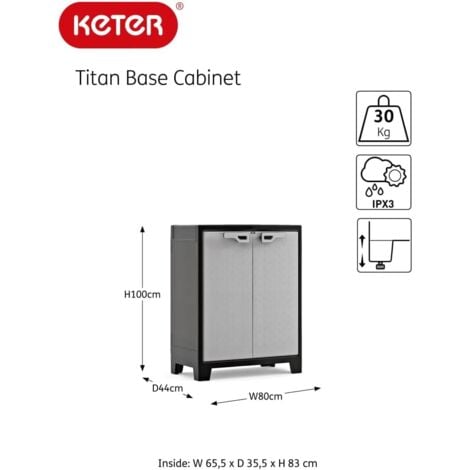 ARMADIO KETER TITAN BASSO IN RESINA 80X44XH100 CM 2 RIPIANI GRIGIO (38891)