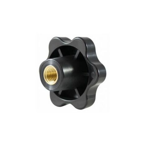 VOLANTINO MANOPOLA POMELLO 6 LOBI FEMMINA BOCCOLA OTTONE FILETTATA CIECA 27858V D.30 M6 (39458)