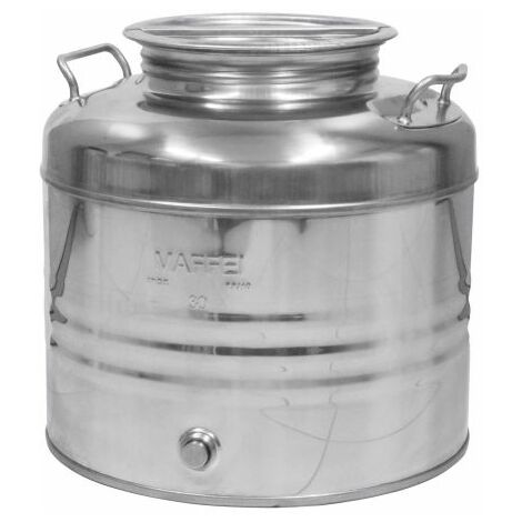 MAFFEI Contenitore per Olio in Acciaio Inossidabile 18/10, Cilindrico, 50 L, Completo di Rubinetto e Guarnizione, Adatto per Lavastoviglie, Largo