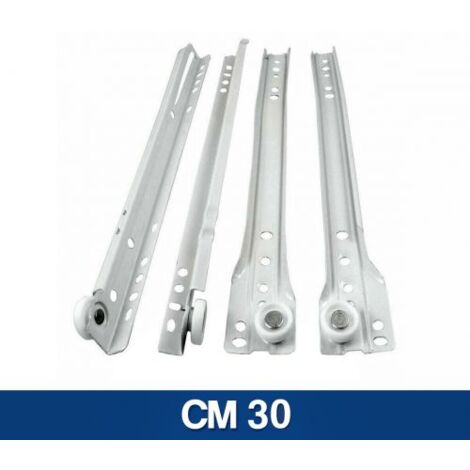 GUIDE GUIDA SCORREVOLE PER CASSETTI MOBILI A RULLO BINARIO BIANCHE (24114V) CM 30 (35736)