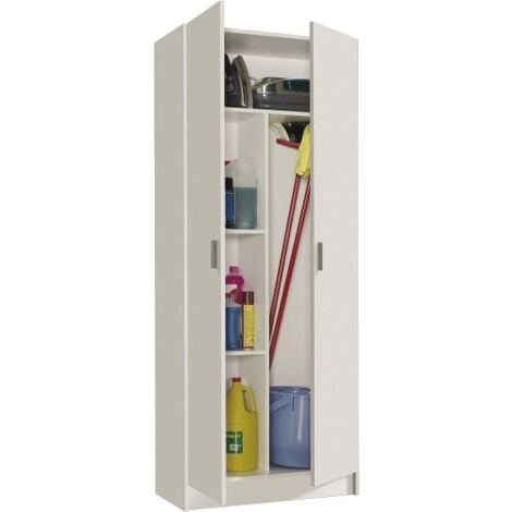 KIT ARMADIO 2 ANTE 3 RIPIANI LINEA MULTIUSO SLIM 73X37XH180 CM BIANCO (01362)