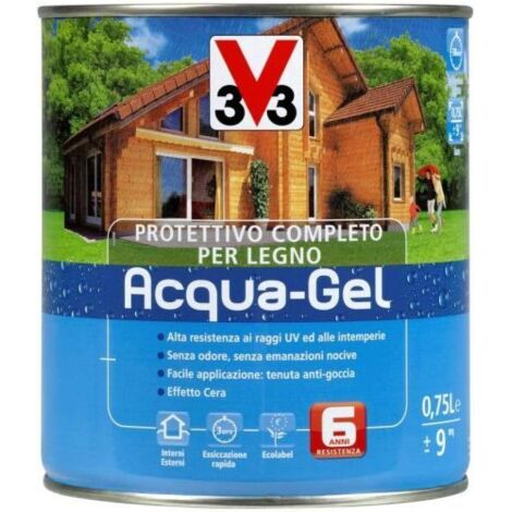 V33 Protettivo Legno Acqua-Gel Noce Scuro 750 ml - Impermeabilizzante UV