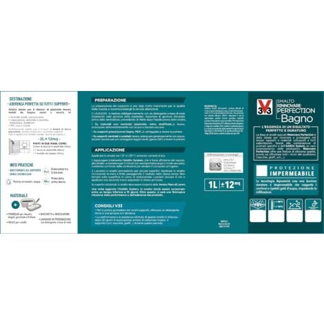 SMALTO ACQUA v33 RINNOVATORE SUPERFICIE BAGNO BIANCO SATINATO 2 LT (02145)