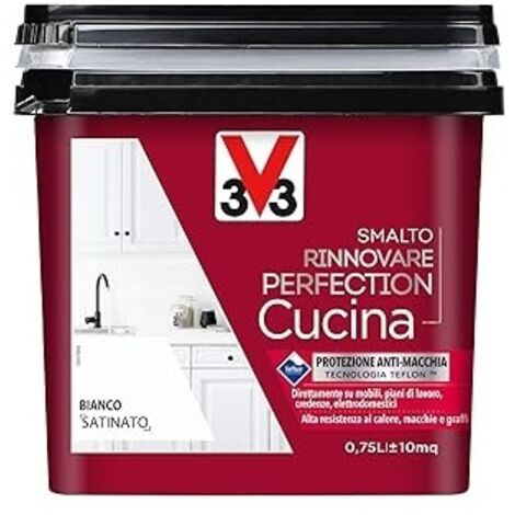 SMALTO RINNOVATORE V33 PER CUCINA COLORE BIANCO SATINATO CONFEZIONE 750 ML 02134
