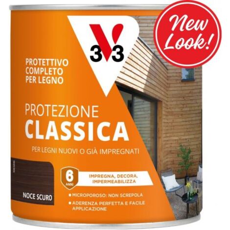 IMPREGNANTE V33 NOCE SCURO PROTEZIONE CLASSICA COMPLETO PER LEGNO 750 ML 02107 (1/2)