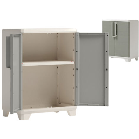 Keter Armadio Linear Wood Basso Grigio Tortora - Multiuso in Resina - L68xP39xH90 cm