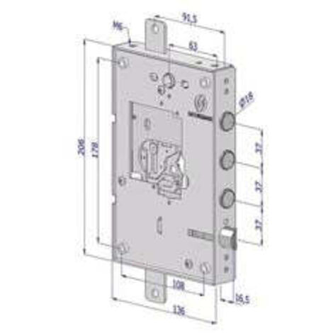Securemme Serratura Triplice Per Porte Blindate Dx S/Cuore Intercambiabile Interasse Mm.37 Art. 250