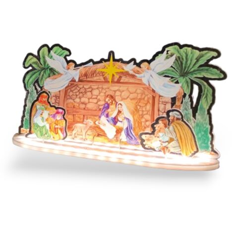Natività Crystal LED – scena sacra luminosa – interno – pile (1/2)