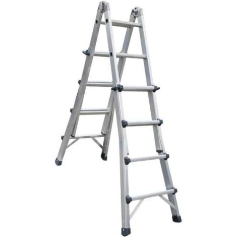 Marchetti Scala Telescopica 5 Gradini Metri Doppia Zoppa Alluminio Multiuso