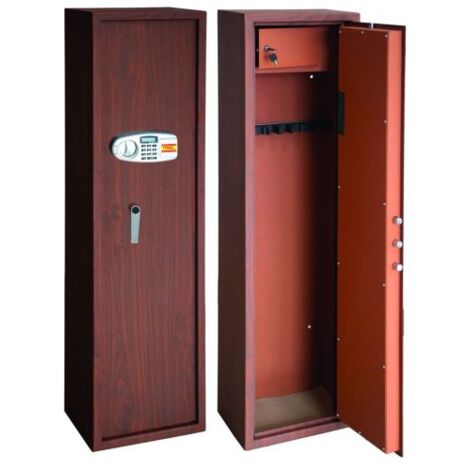 Utilia TOP Security ARMADIO PORTAFUCILI ELETTRONICO EFFETTO LEGNO  8 Posti mm. 400x280x1480 h