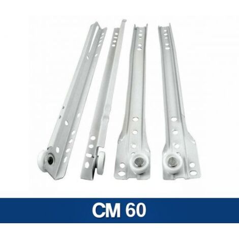 GUIDE GUIDA SCORREVOLE PER CASSETTI MOBILI A RULLO BINARIO BIANCHE (24114V) CM 60 (35735)