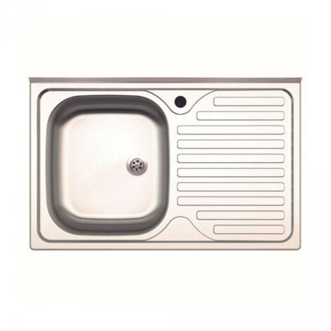 LAVELLO APPOGGIO INOX 1 VASCA SX + GOCCIOLATOIO DX 80 CM