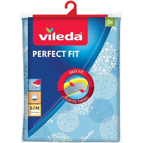 Vileda Copriasse da Stiro, Telo Stiro Universale, Doppio Strato, in Cotone e Soffice Mollettone, con Bordo Dotato di Elastico, Blu, 122 x 42 cm, 1