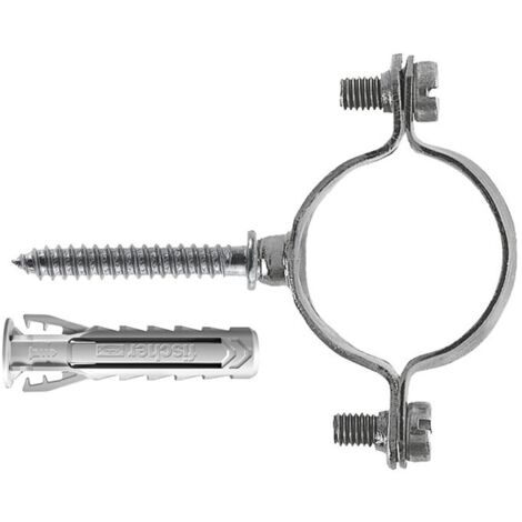 Fischer Collarino Zincato Leggero CZV per Fissaggio di Tubi Elettrici in Acciaio, Plastica e Multistrato, Serraggio 20 mm, Include Tassello SX Plus 6 e Vite Doppia M6, 10 Pezzi, 567637