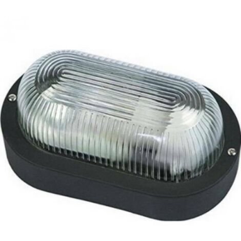 Sovil plafoniera ovale in policarbonato nero 40W E27 cm20,5x9,2x12h IP44 per esterno