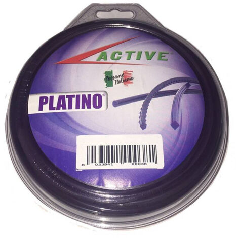 FILO NYLON SEGHETTATO X DECESPUGLIATORE TAGLIAERBA Ø3,3 - 4mm PLATINO ACTIVE, "4mm x 15m"