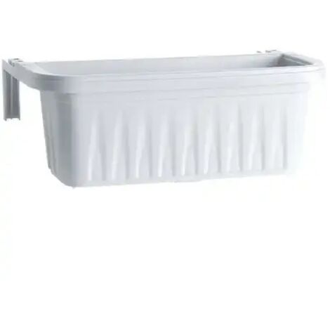 Balconetta rettangolare bianca 50x20xh.18,5 cm – In plastica con riserva d'acqua e agganci regolabili – Per piante da balcone – Bama (1/6)