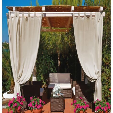 Tenda telo per gazebo cm 160x270 in cotone beige con passanti e bottoni tipo Lux made in Italy adatta a gazebi e pergolati in legno