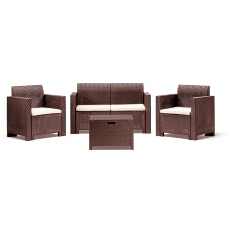 Set da giardino in polipropilene - Nebraska 2 - per 4 persone - Colore: Tortora