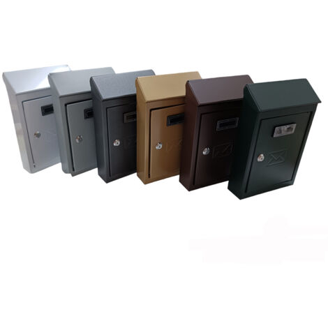 CASSETTA POSTALE ESTERNO A PARETE BUCA LETTERE IN ACCIAIO TETTO CHIAVE 30x20x6cm, "Antracite"