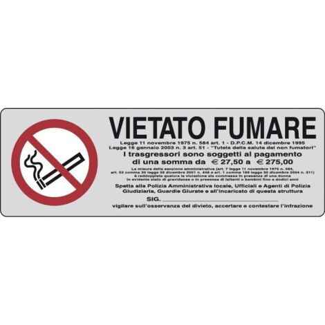 Adesivo Vietato Fumare No Smoke ambienti pubblici 15CMx5CM