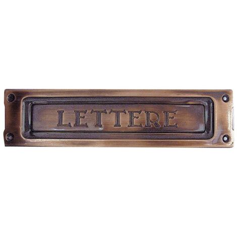 Buca per lettere in ottone stampato, copri feritoia anticato 23 x 6 cm -Bronzo Anticato