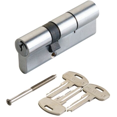 CILINDRO PROFILATO DOPPIO SERIE 'KY' mm 25+10+45  80 (30+50) cromo satinato