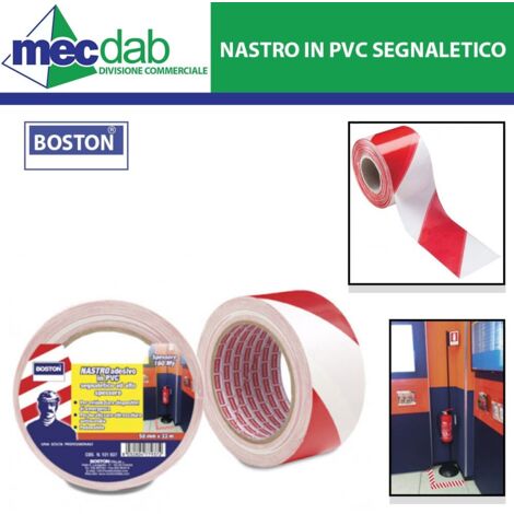 1ROTOLO NASTRO SEGNALETICO ADESIVO bianco/rosso