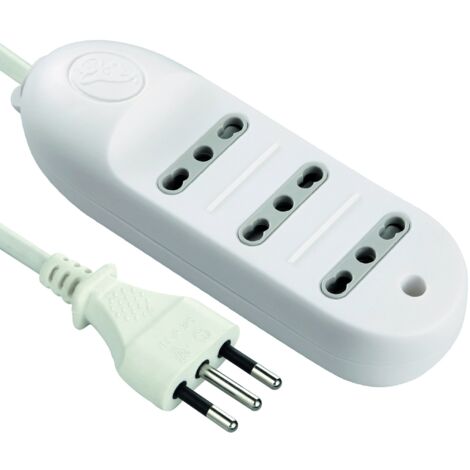 Multipresa bivalente electraline con cavo da 1,5 metri 3 prese bianco - 62007