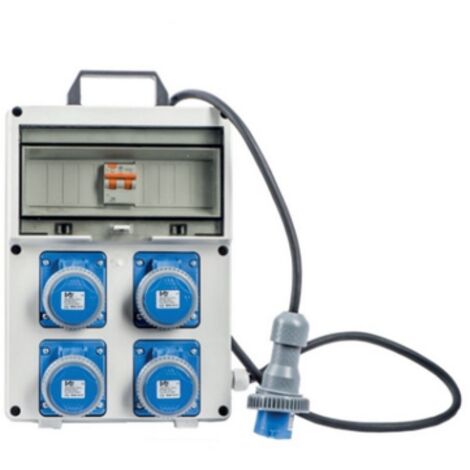 Quadro contatore elettrico portatile 4 prese 3Kw con magnetotermico per cantieri di lavoro