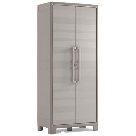 Keter Armadio Alto Beige Porta Scope Ripiani in Resina Mobiletto Antipioggia per Esterno