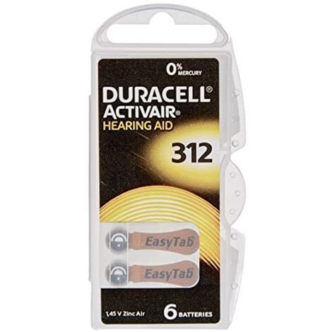 PILA PER APPARECCHI ACUSTICI 'DA 312' Pz 6 - 1,4 V DURACELL