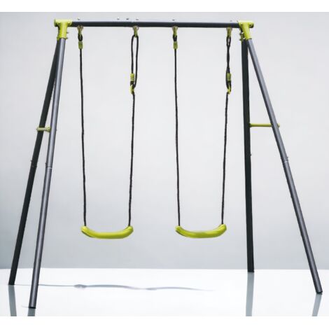 Fraschetti – Altalena in acciaio 2 tiri per bambini 3-10 anni – Sedute in polipropilene – Corde in polietilene – Dimensioni 209x142xH182 cm (1/10)