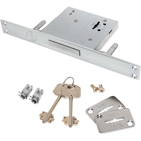 Yale Serratura a chiave Doppia Mappa a tre punti di chiusura per inferriate e cancelletti a fascia con 2 mandate entrata 60mm