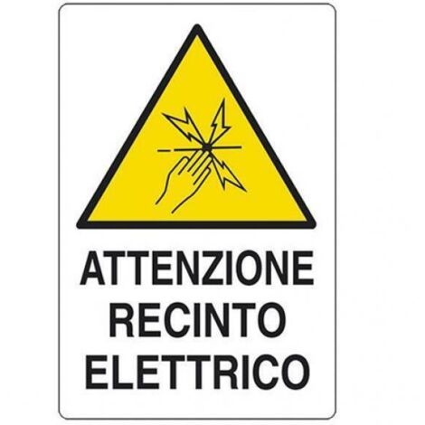 CARTELLO 'ATTENZIONE RECINTO ELETTRICO' cm 20 x 30