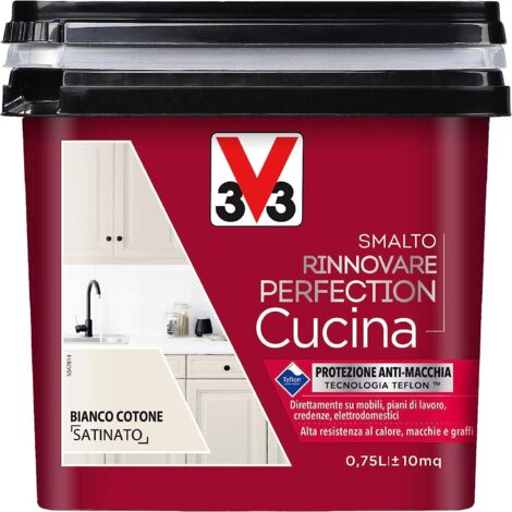 SMALTO RINNOVATORE V33 PER CUCINA COLORE BIANCO COTONE SATINATO 750 ML (02136) (1/4)