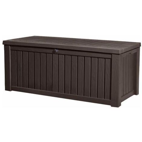 Keter – Box da giardino in resina marrone 570 litri – Seduta per 2 adulti – Dimensioni 155x72x64H cm – Finitura effetto legno (1/10)