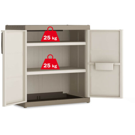 Armadio basso excellence xl in resina robusto bianco tortora 89x54x93 keter (1/10)
