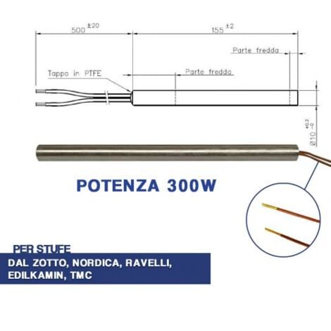 Resistenza Candeletta Stufa a Pellet 9,9mm 300W 155mm EdilKamin