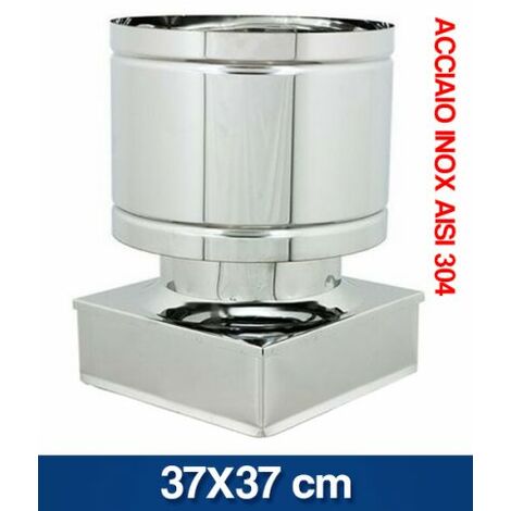CAPPA COMIGNOLO ANTIVENTO A BOTTE BASE QUADRATA IN ACCIAIO INOX 36129V CM 37X37 (33185)