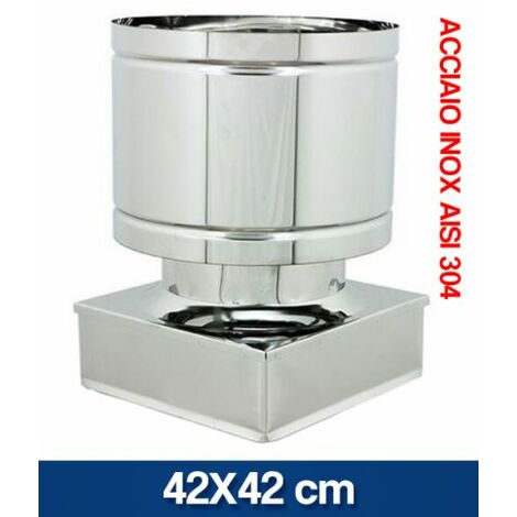 CAPPA COMIGNOLO ANTIVENTO A BOTTE BASE QUADRATA IN ACCIAIO INOX 36129V CM 42X42 (16671)