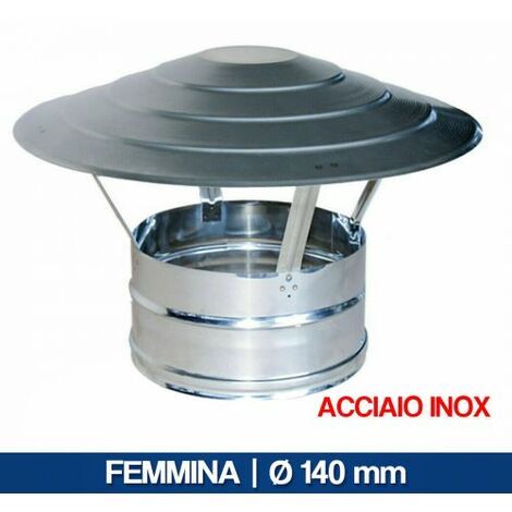 CAPPELLO CINESE PARA PIOGGIA CAPPA FUMAIOLO CANNA FUMARIA ACCIAIO INOX 24621V FEMMINA 140 MM (23105)