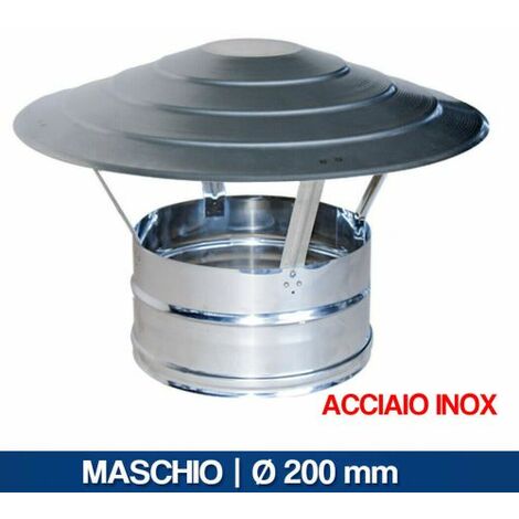 CAPPELLO CINESE PARA PIOGGIA CAPPA FUMAIOLO CANNA FUMARIA ACCIAIO INOX 24621V MASCHIO 200 MM (23505)