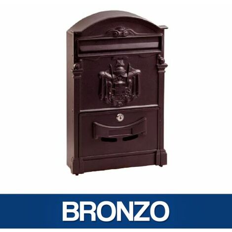 Cassetta Postale Bronzo da Esterno Decorata in Alluminio con Serratura