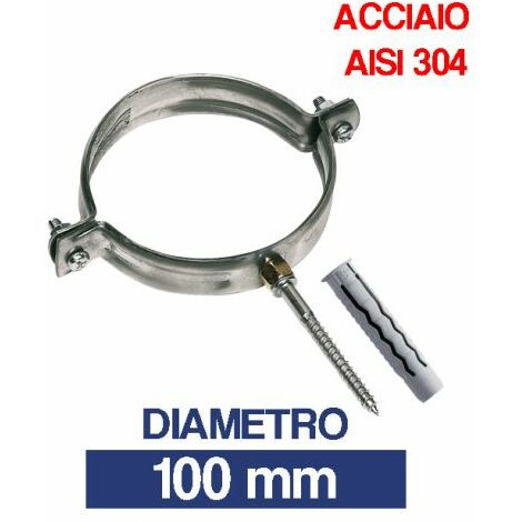 COLLARE FASCETTA MURALE PER TUBO CANNA FUMARIA ACCIAIO INOX (23065V) 100 (23067)